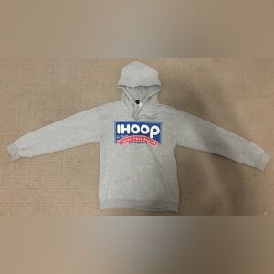 Gray Hoodie with Blue and Red Graphic